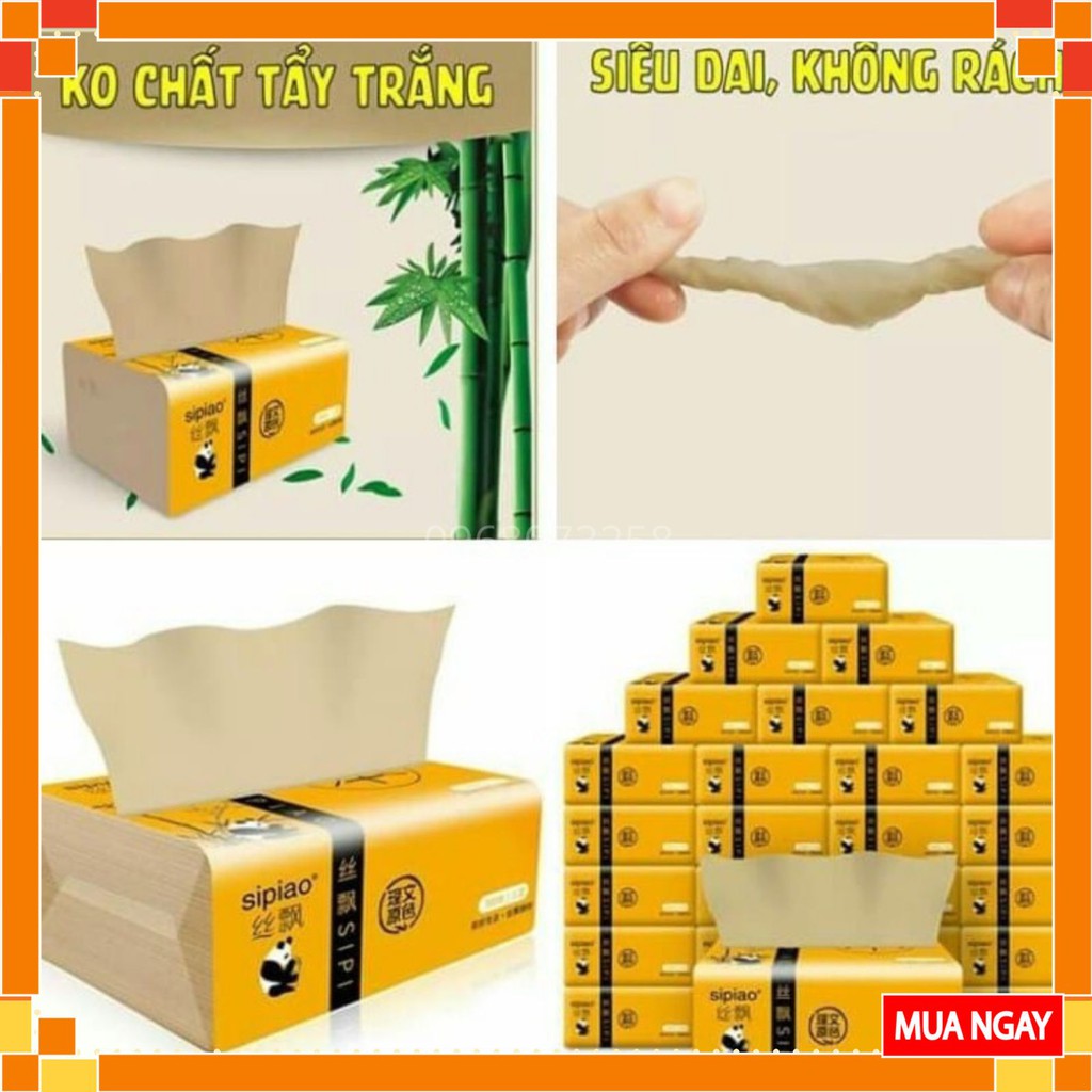 Giấy Ăn Gấu Trúc Sipiao Dai Tự Nhiên, Bền, Đẹp – Giấy Ăn Rút Không Chất Tẩy Trắng, Cực Mềm