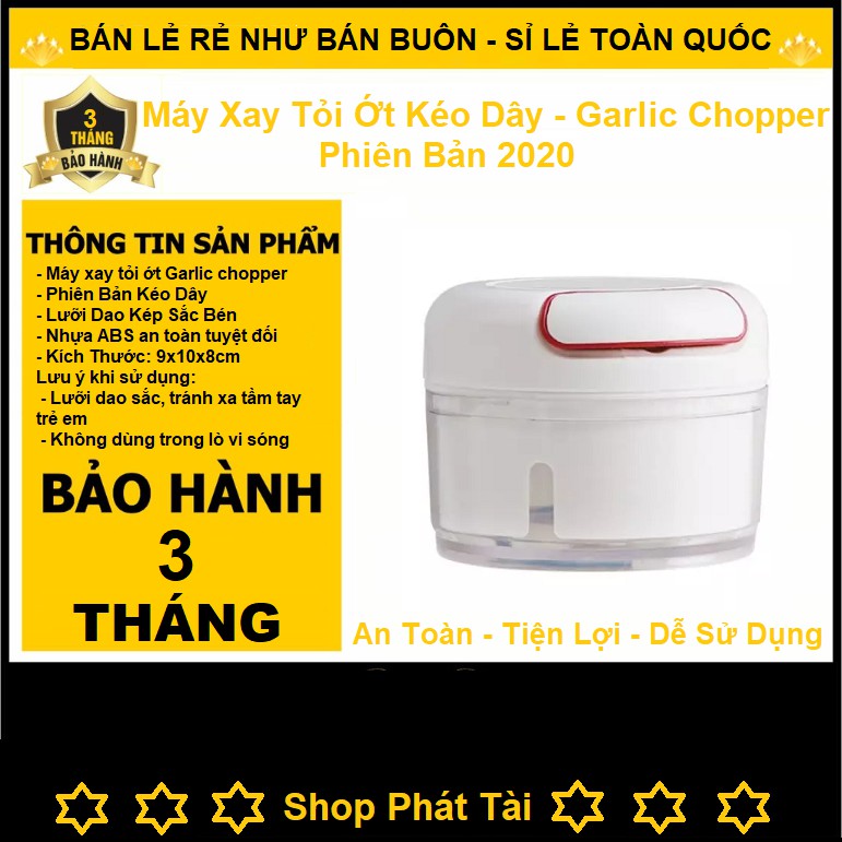 [HÀNG LOẠI 1] Máy Xay Tỏi Ớt Kéo Dây Đa Năng Tiện Lợi - An Toàn Dễ Sử Dụng - Lưỡi Dao Kép Sắc Bén