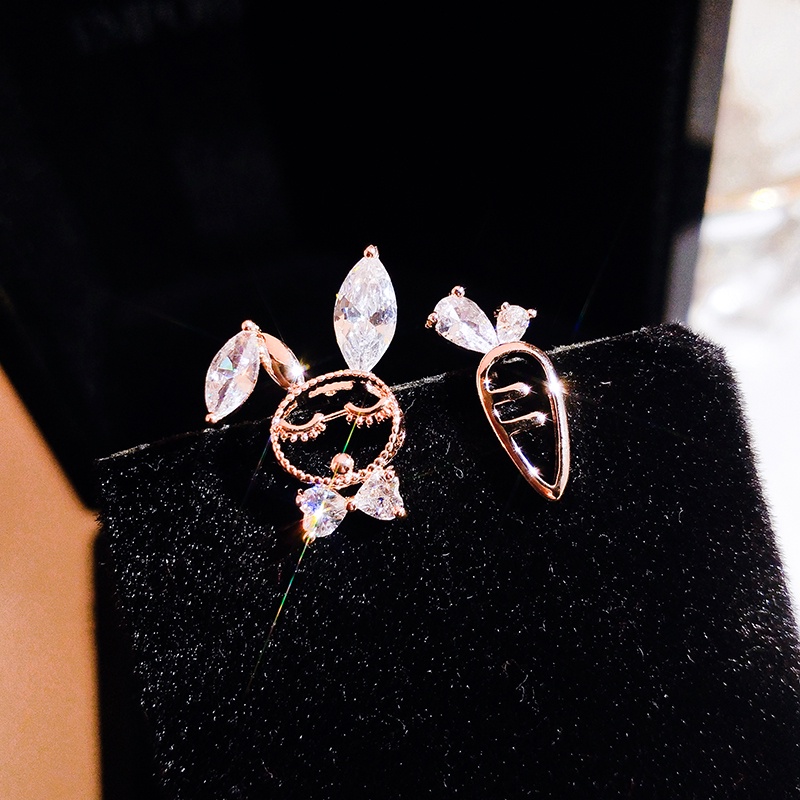 Khuyên tai JIUDUOLAN không gây dị ứng thiết kế thỏ và cà rốt đính đá zircon nhân tạo thời trang thanh lịch cho nữ