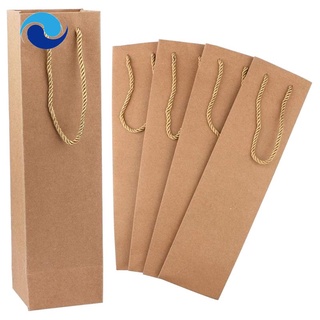 Set 24 túi giấy kraft đựng chai rượu vang có tay cầm tiện lợi