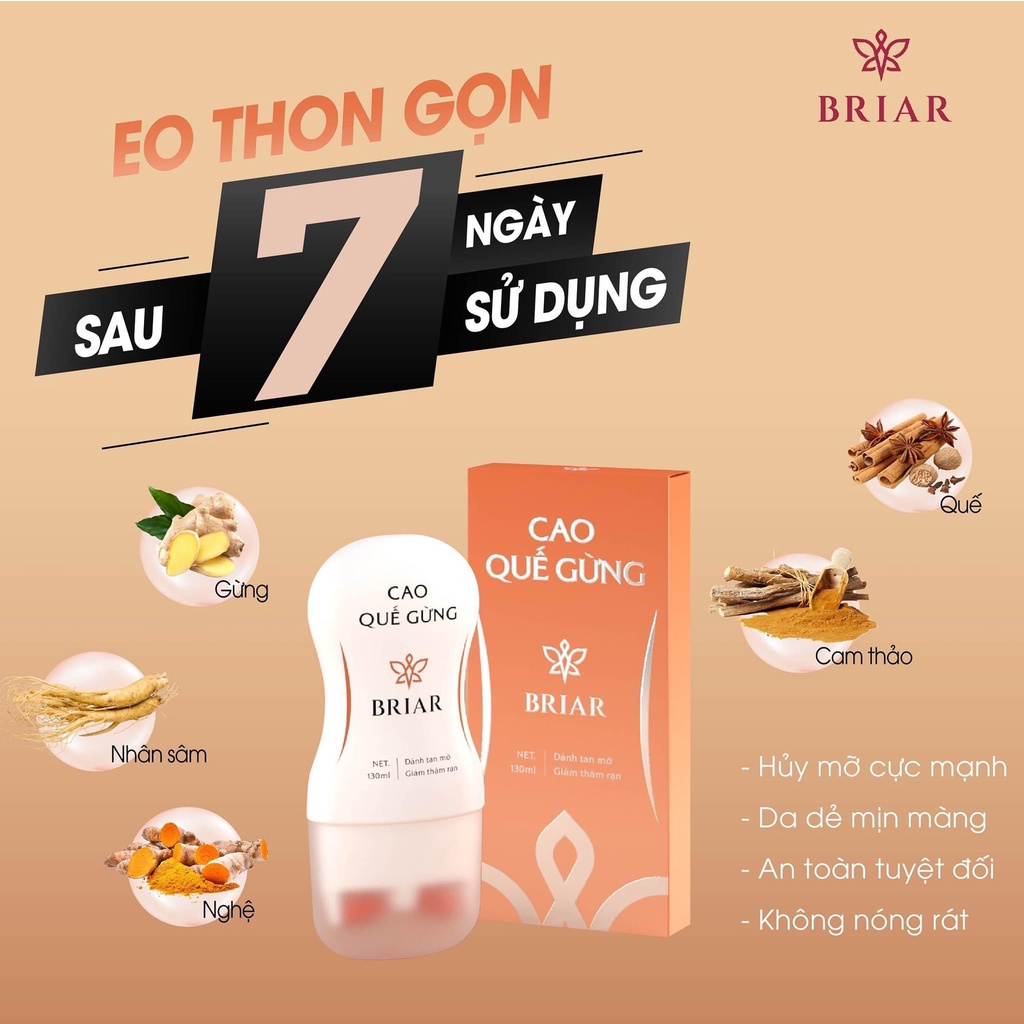 Cao giảm mỡ bụng, Cao gừng tan mỡ bụng Briar kết hợp đai nịt bụng giảm mỡ nhanh chóng, Gel giảm mỡ Đùi Tay Eo