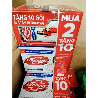 (Quà Tặng) Set 2 bánh xà bông Lifebuoy tặng kèm 10 gói sữa tắm lifebuoy