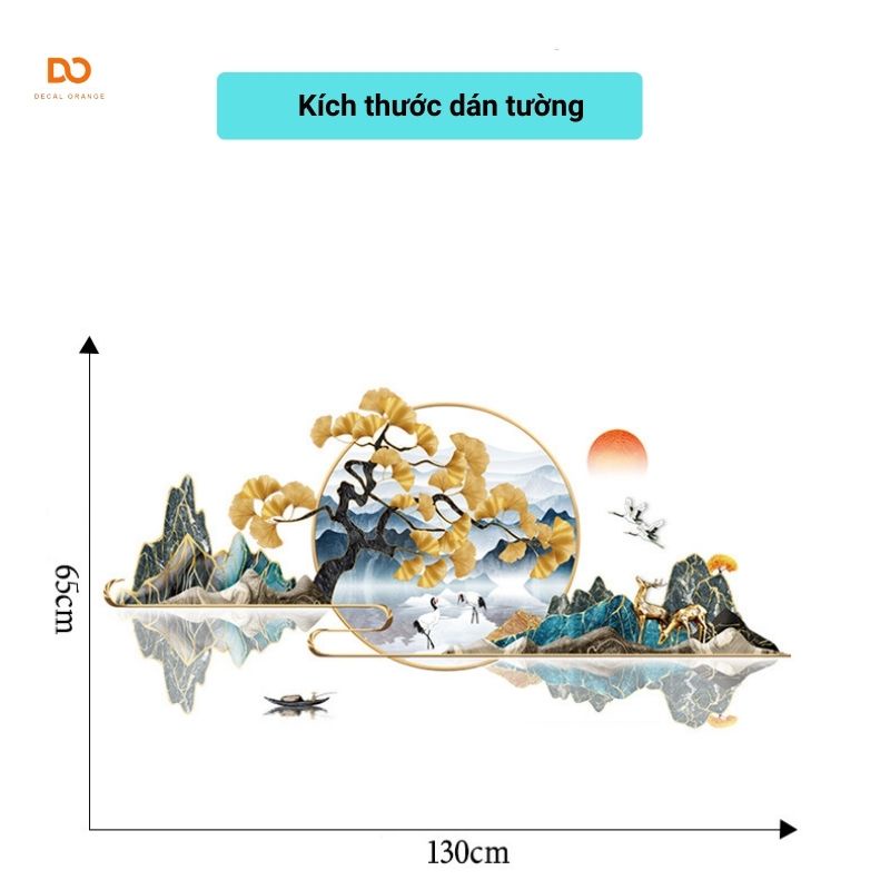 Decal dán tường 3D bạch quả cảnh trang trí phòng ngủ phòng khách DO136