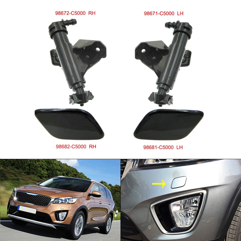 Đầu Vòi Phun Nước Làm Sạch Đèn Pha + Nắp Đậy Cho KIA Sorento UM 2015-2018