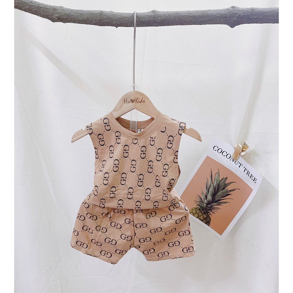 Bộ hè ba lỗ sát nách gu xì cho bé trai bé gái mặc đều xinh chất cotton cao cấp - MOOBABY SHOP
