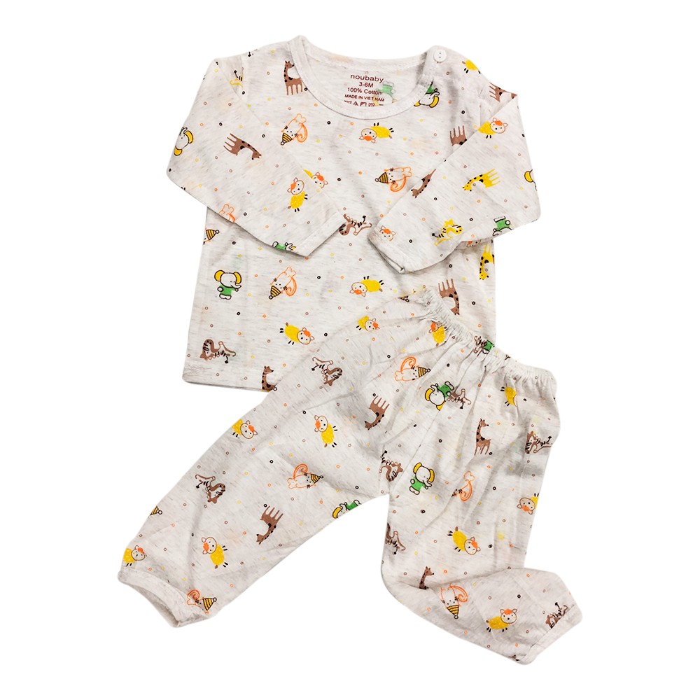 Đồ Bộ Dài Tay NOUBABY - COTTON LOANG Mềm Mát - Họa Tiết Đáng Yêu - Đồ Mặc Ngủ Cho Bé Trai Bé Gái Sơ Sinh 3-14kg