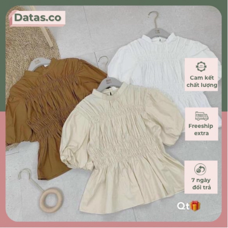 ÁO SƠ MI NỮ PEPLUM ZÚM BO CHUN EO TAY BỒNG KIỂU ĐIỆU SIÊU XINH