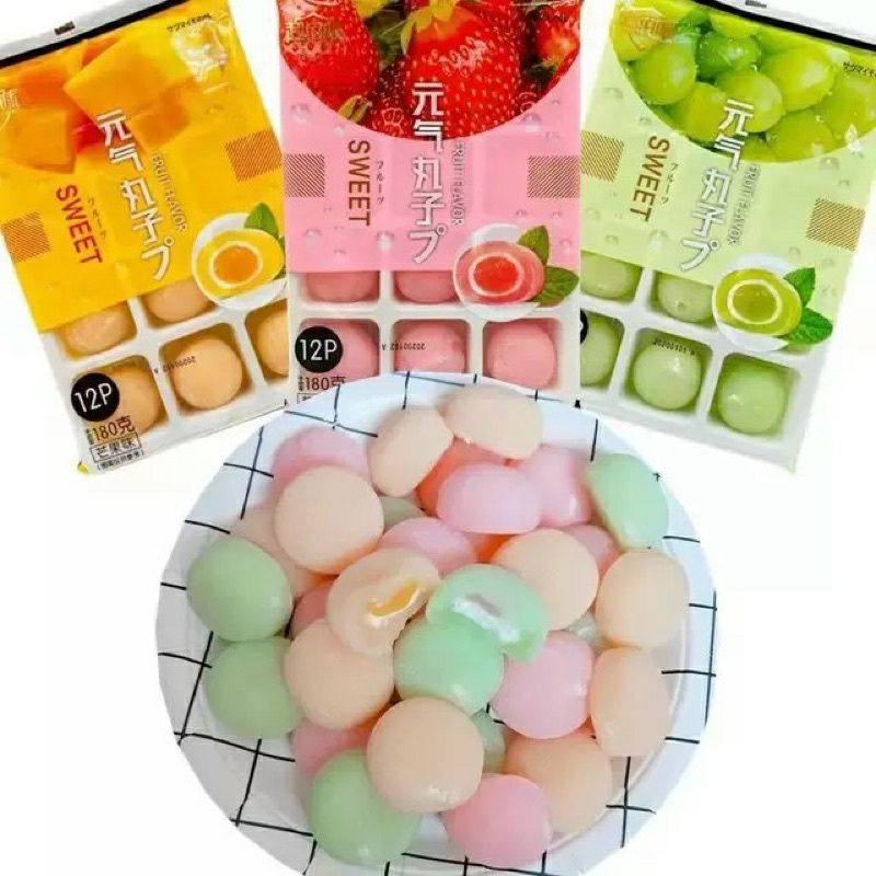 Bánh Mochi khay kem lạnh vị hoa quả 💖Freeship💖 Bánh Mochi kem lạnh hộp 12 viên