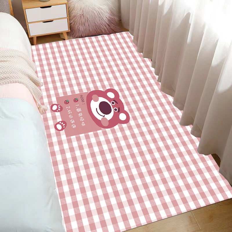 Thảm Trải Sàn Phòng Khách / Phòng Ngủ / Ghế Sofa Hình Gấu Và Dâu Tây Thời Trang