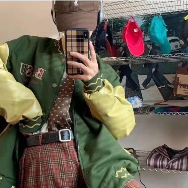 Áo Khoác Bóng Chày Nam Nữ Thêu Chữ Cái