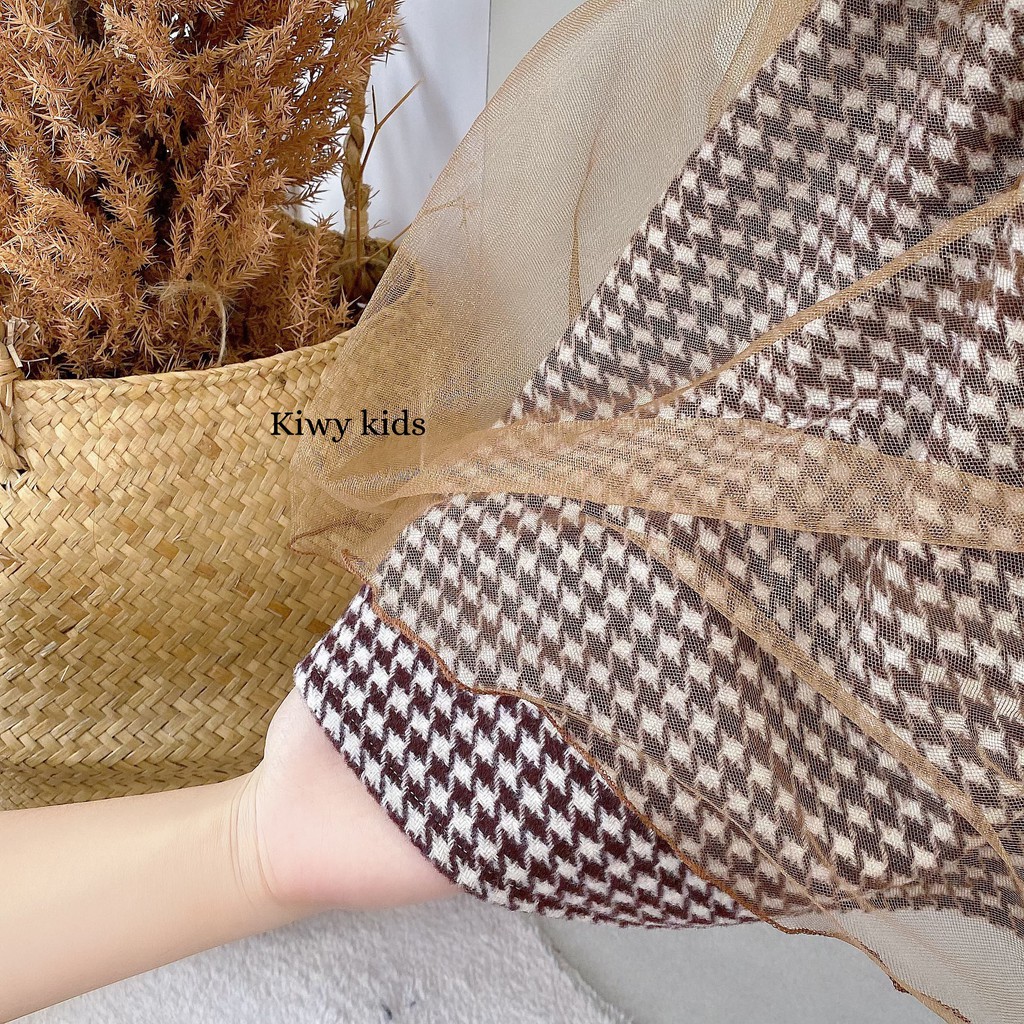 Váy bé gái Kiwy kids chất liệu dạ Tweed và áo len liền Kids21 cho bé từ 1 đến 5 tuổi