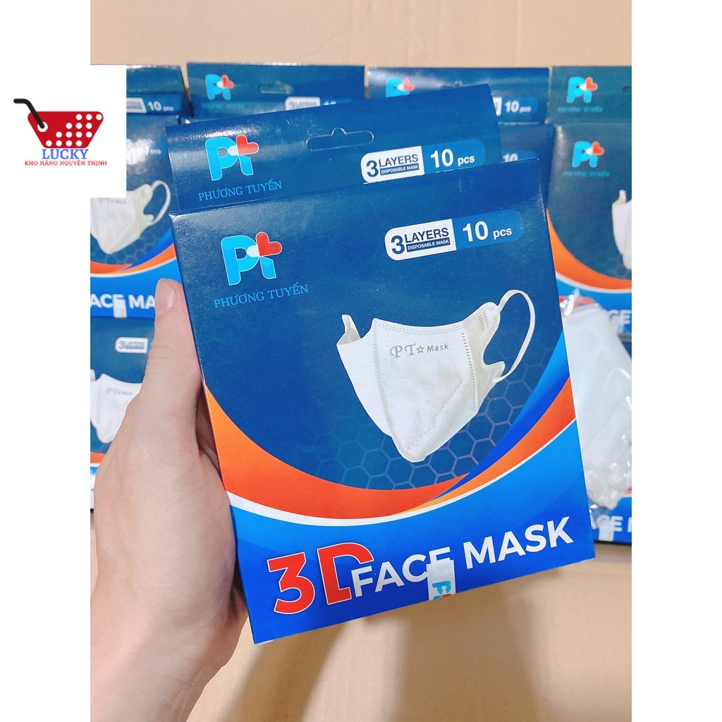 Khẩu trang y tế 3D người lớn hộp 10 cái hàng công ty PT