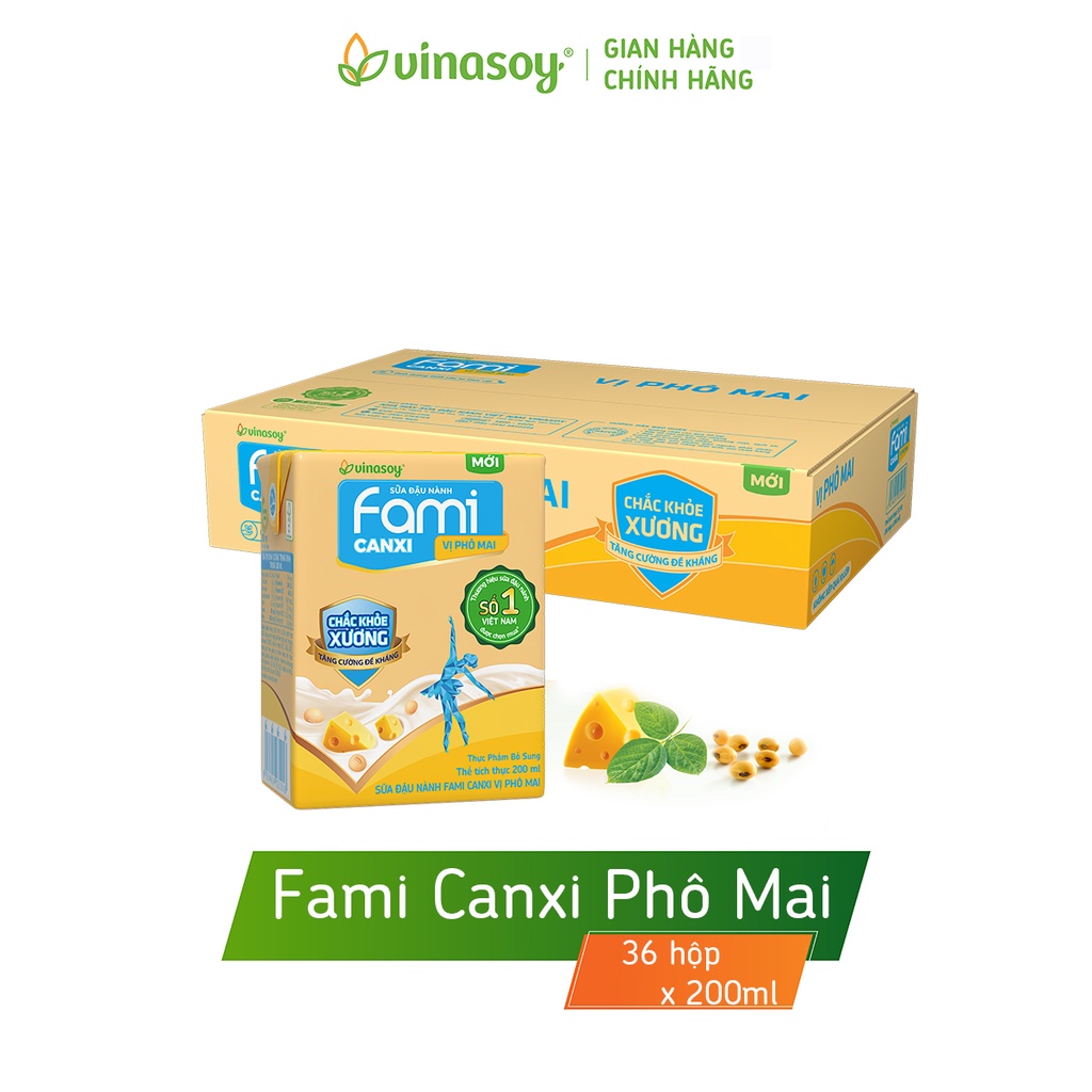 Thùng sữa đậu nành Fami Canxi Phô Mai 36 hộp x 200ml thumbnail