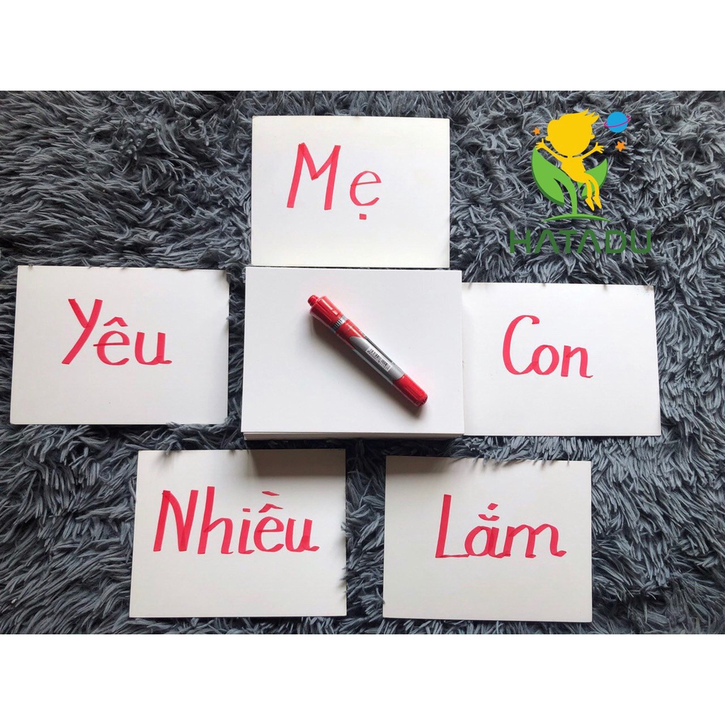 Flash Card 15x20cm Thẻ trắng giúp con biết đọc - viết sớm - Có video hướng dẫn chi tiết