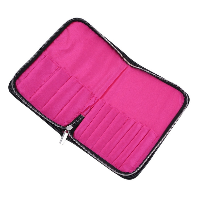 (Hàng Mới Về) Túi Da Pu Khóa Kéo Đựng Cọ Trang Điểm Tiện Dụng