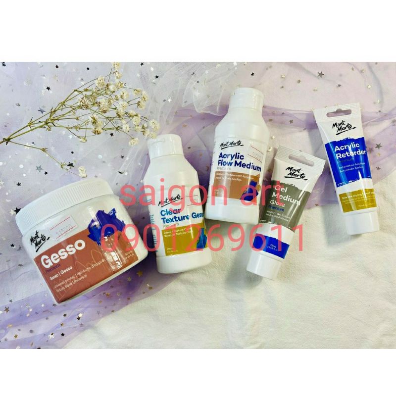 Gesso Lót Nền Trắng, Đen Và Kem Đắp Nổi Tranh 3D Mont Marte