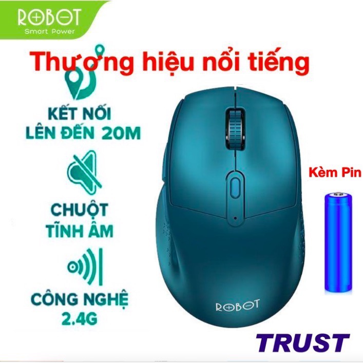 [Kèm Pin] Chuột Không Dây ROBOT M320 2.4GHz chuột tỉnh âm click không nghe tiếng khoảng cách tín hiệu 20m -Chính Hãng