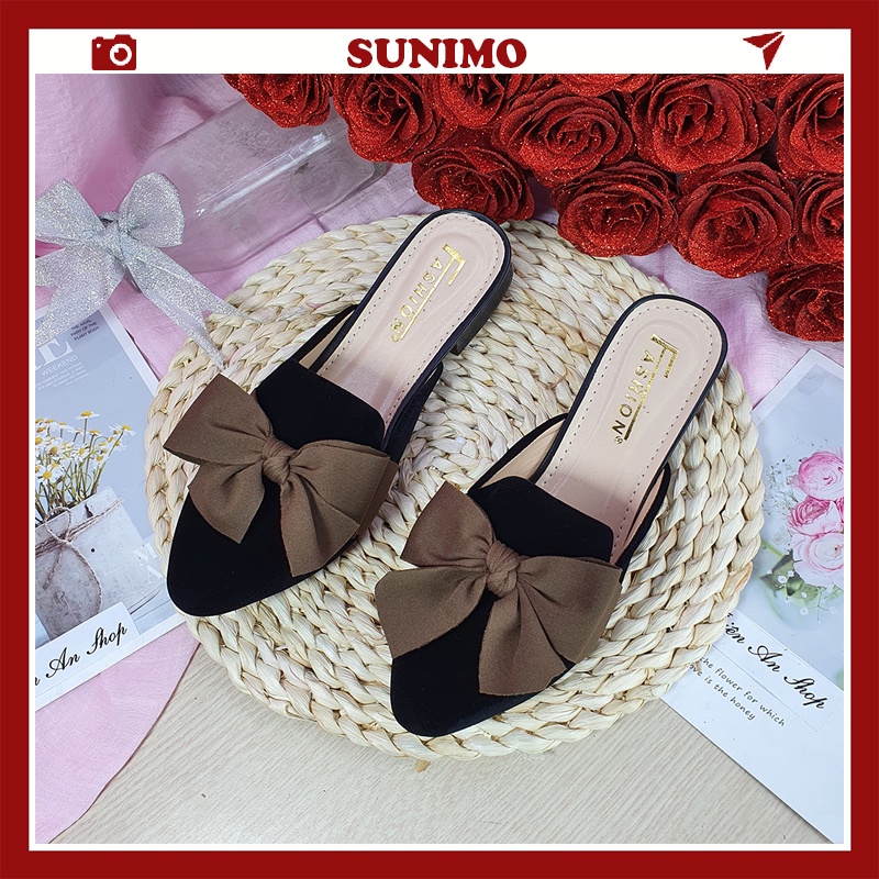 Sục nữ nơ mũi nhọn chất nhung đế 3p SUNIMO SNM01