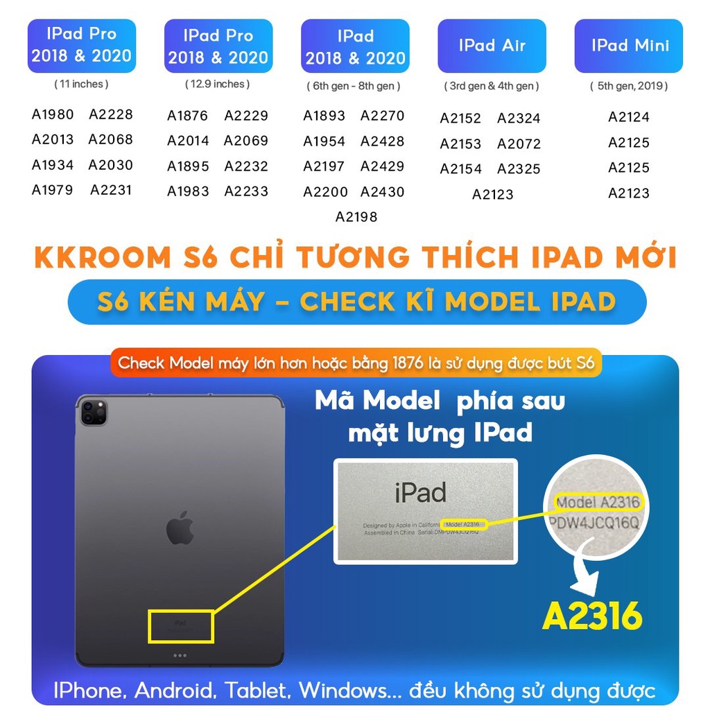 Bút cảm ứng cho iphone ipad android KKROOM Pencil thế hệ mới viết điện dung cảm ứng thông minh