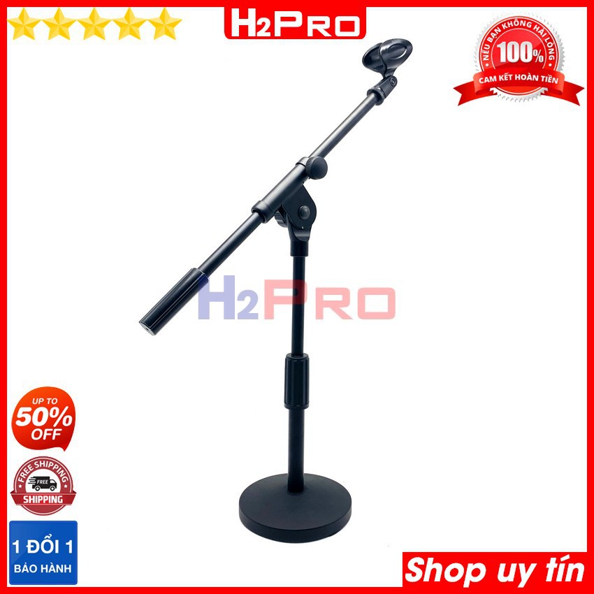 Chân micro đứng để bàn H2Pro cao tối đa 80cm, chân gắn micro đứng để bàn cao cấp đế đúc chắc chắn-thân hợp kim phủ sơn