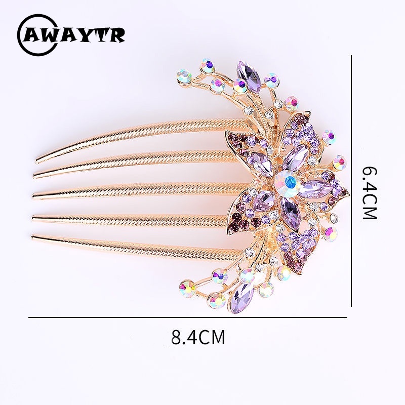 Trâm Cài Tóc Hợp Kim Hình Hoa Đính Đá Pha Lê Phong Cách Hàn Quốc Mới Cho Nữ