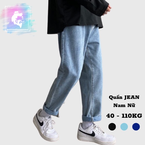 Bigsize 40-110KG Quần Jeans Nam Nữ Sói Store ống rộng 3 màu