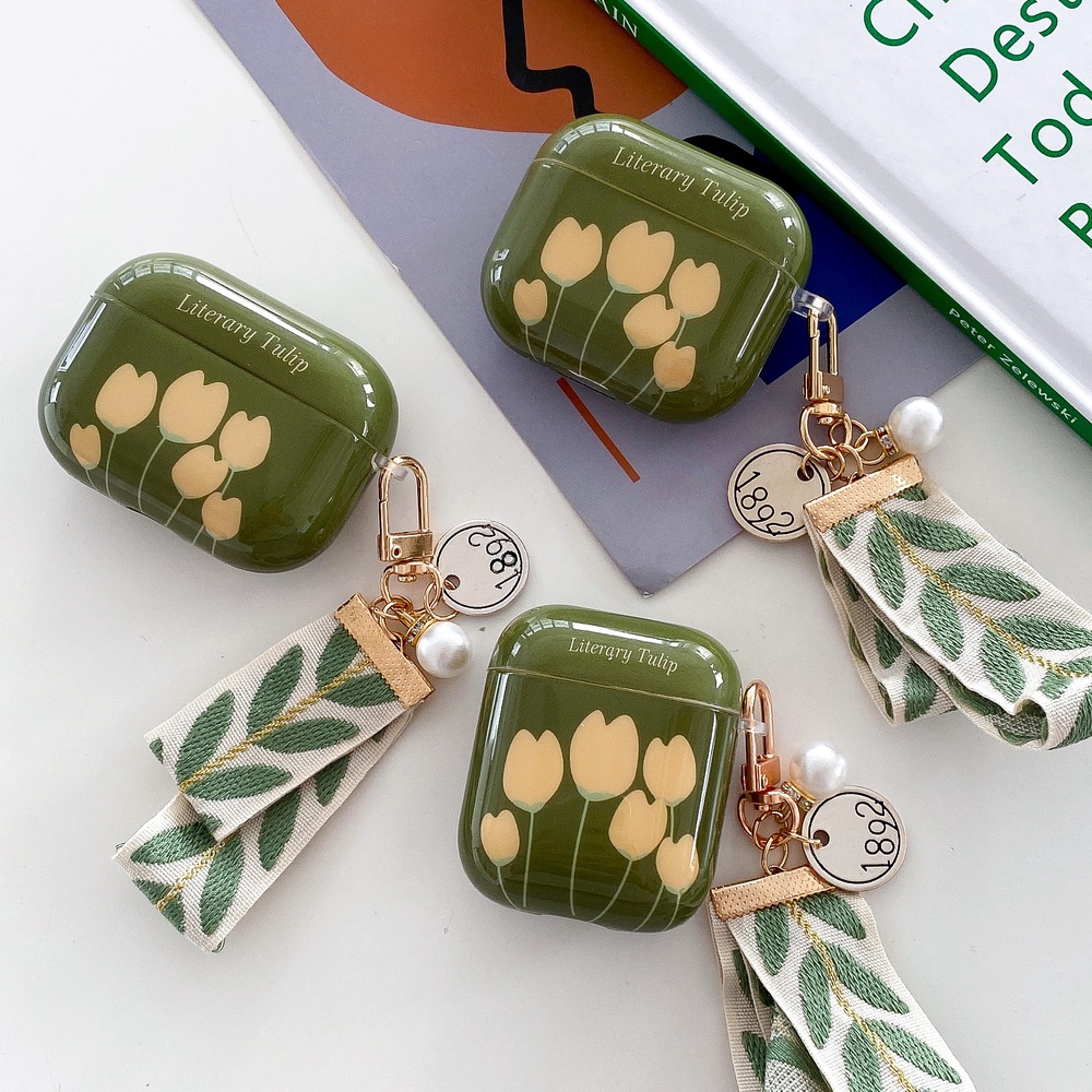 Vỏ Bảo Vệ Hộp Sạc Tai Nghe Airpods 3 1 2 pro Bằng Silicon Họa Tiết Hoa Tím Xinh Xắn Kèm Móc Treo Tiện Dụng