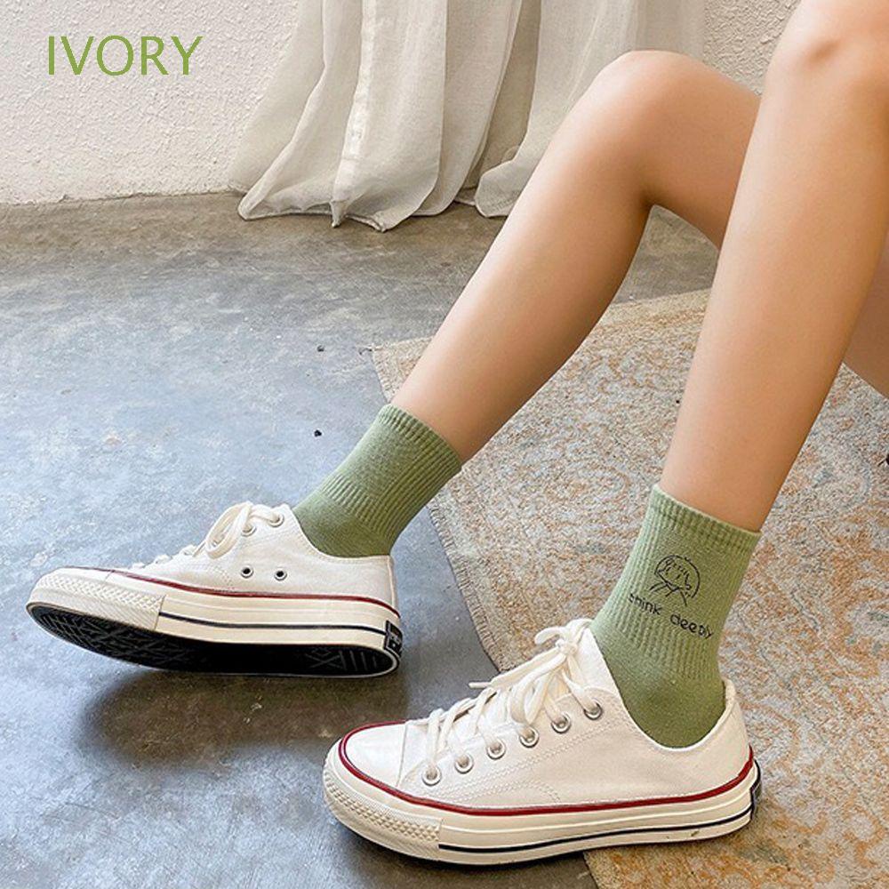 Vớ Cotton Màu Trơn Đơn Giản Dễ Thương Dành Cho Nữ
