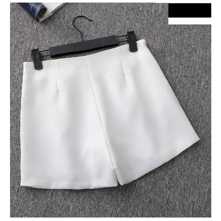 Quần Sooc Nữ Ngắn Cạp Cao Kiểu Trơn Khoá Kéo Sau Chất Cotton Mềm Mịn, Co Giãn