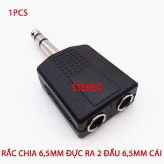 Đầu chia giắc 6.5mm đực ra 2 đầu 6.5mm cái stereo đầu 2 nấc - đầu chia mic hát karaoke 1 ra 2