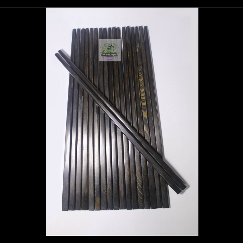 Đũa ăn gỗ Mun sừng - Mẫu đầu vuông trơn (Quy cách: 24cm)
