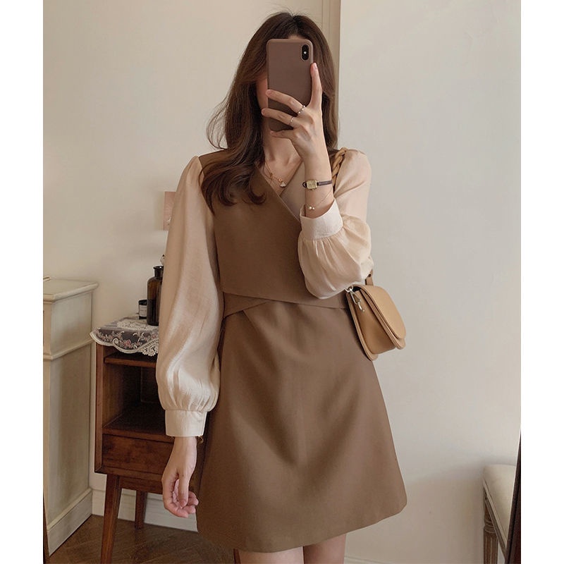 Đầm Ngắn Tay Dài Ôm Eo Thời Trang Mùa Thu Dành Cho Nữ