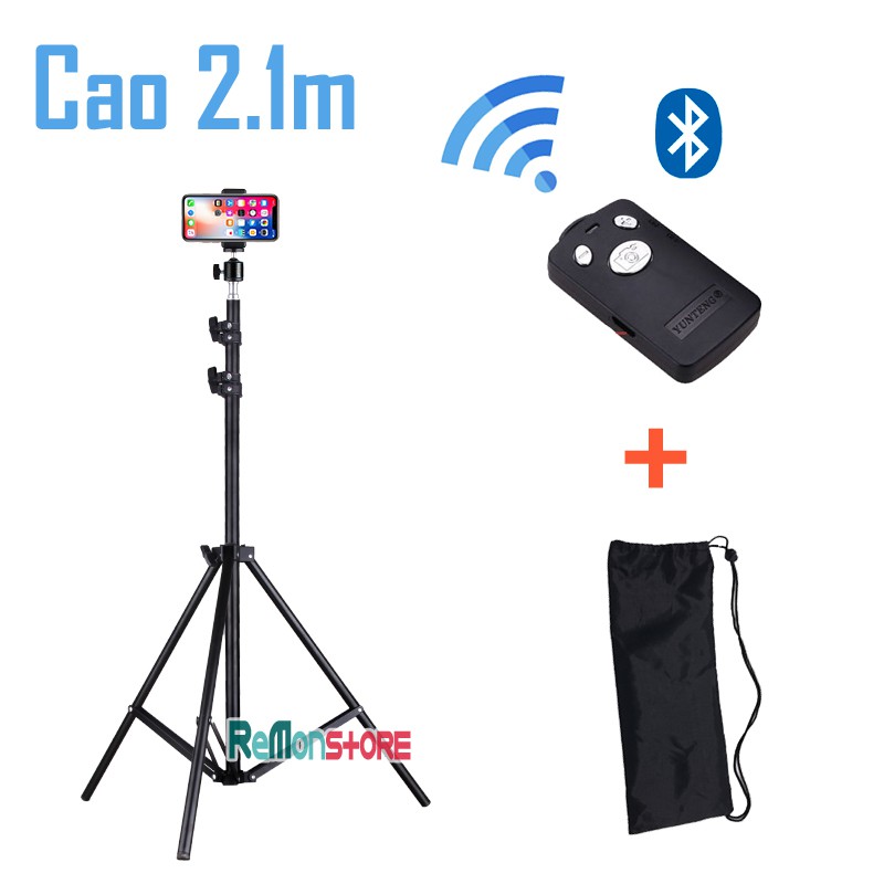 Chân điện thoại livestream cao 2m + Remote bluetooth + Túi đeo