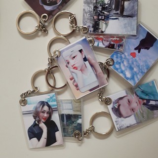 Móc khóa in hình 2 mặt ép cứng plastic