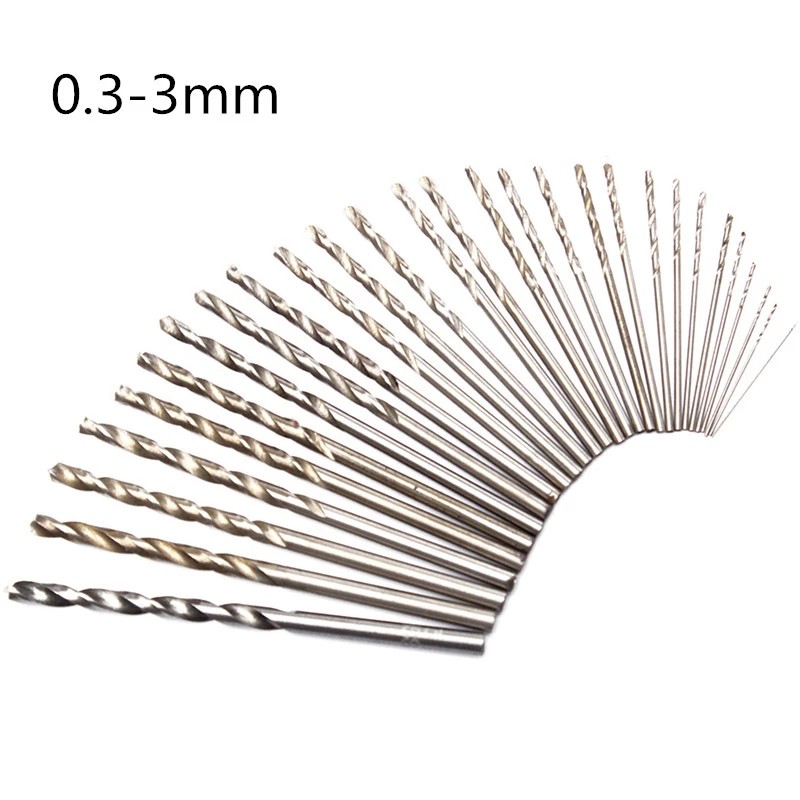 Bộ 10 mũi khoan xoắn nhỏ trục thẳng đường kính 0.5 / 0.6/0.7 / 0.8 / 1 / 1.2/1.5 /1.8/ 2 / 2.3 / 2.5/2.8/3.0/3.2/3.5MM