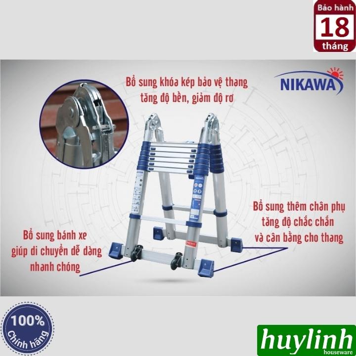 Thang nhôm rút đôi chữ A Nikawa NK-50AI PRI - 5 mét - Có bánh xe