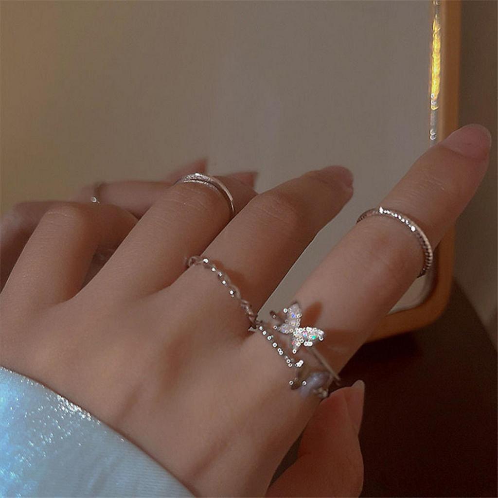 Bộ 4 nhẫn hình bướm lấp lánh thời trang cho nữ