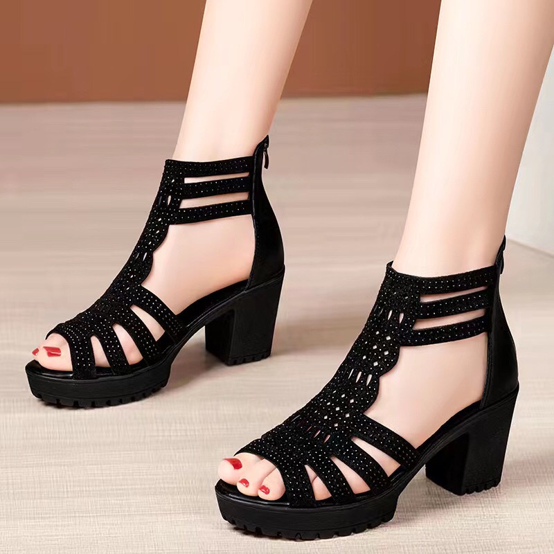Giày Sandal Cao Gót Bằng Da Mềm Thời Trang Mùa Hè Hàn Quốc Dành Cho Nữ