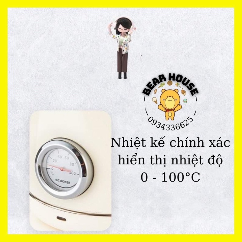 [SẴN HÀNG] Ấm đun nước siêu tốc Xiaomi Ocooker phong cách Retro có đồng hồ hiển thị nhiệt độ