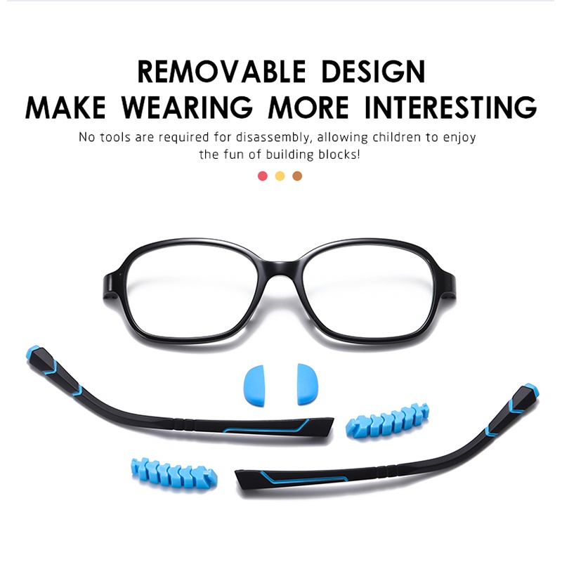 Mắt kính gọng silicon co giãn hình oval màu xanh dương thời trang cho bé trai và bé gái RZ1086 ROZA