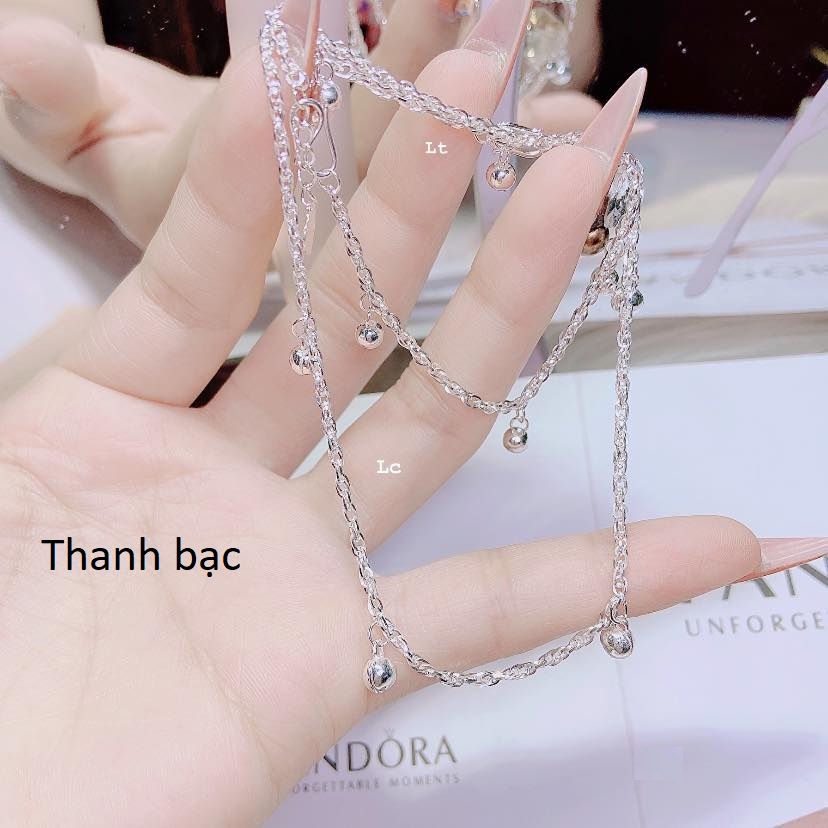 Lắc tay nữ - chân nữ bạc ta - xoắn kép mix bi