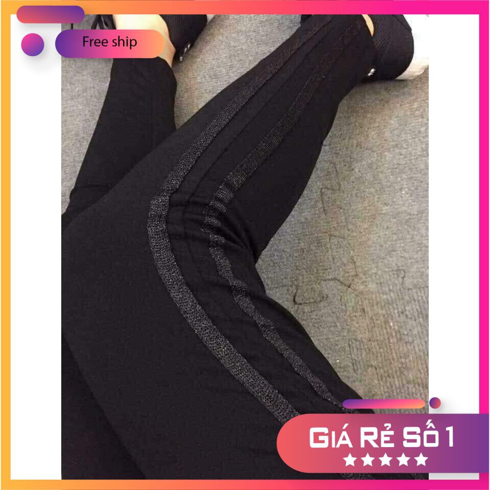 CHẤT HƠN NƯỚC CẤT Quần Baggy 2 Sọc Nhũ Đen, Cá Tính, Quyến Rũ, Chân Thon Gọn, Dài Miên Man