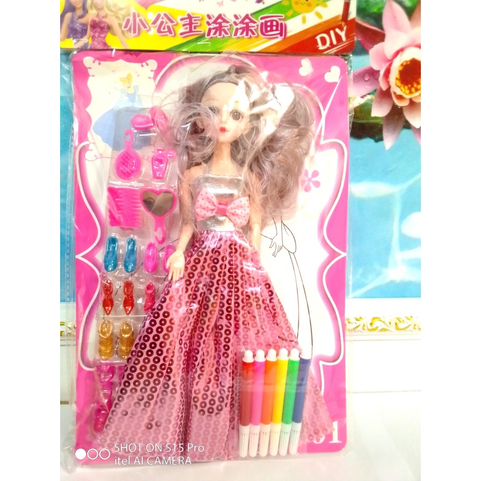 Búp bê barbie thời trang - kèm bộ sưu tập giày [Tặng 6 màu nước tô tranh]