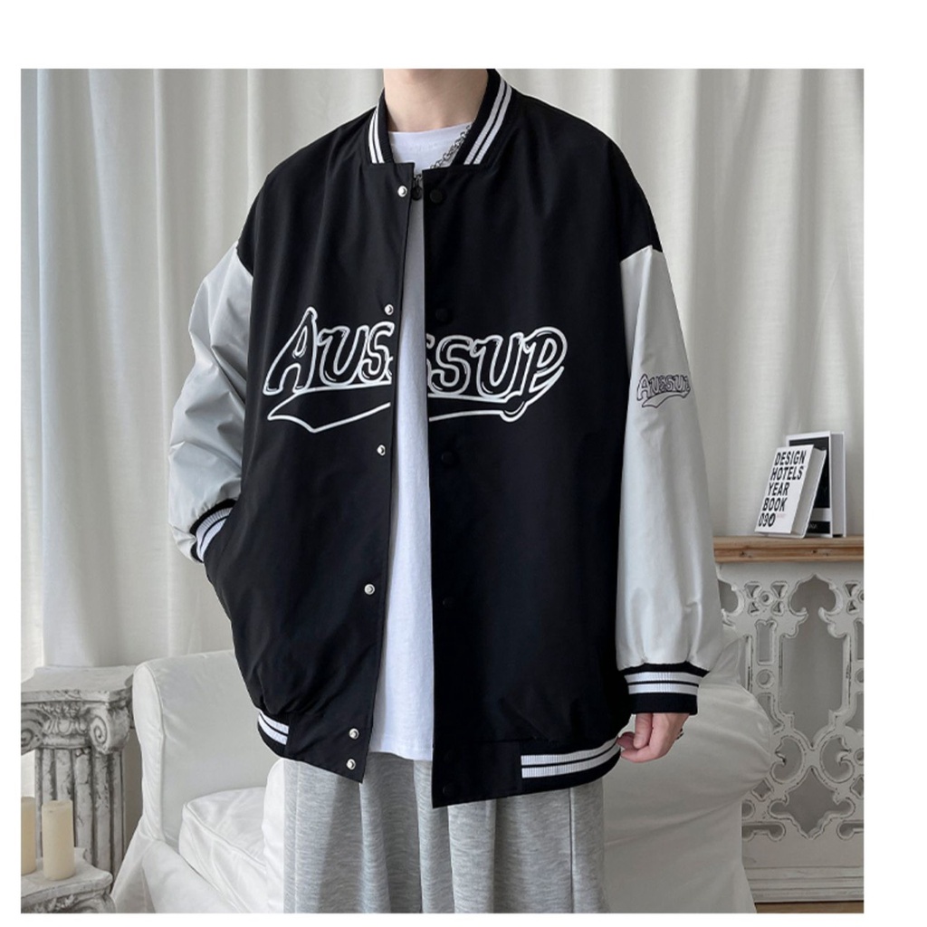 Áo bomber unisex AUSSUP áo khoác bomber chất liệu nỉ bông cao câp phong cách hàn quốc