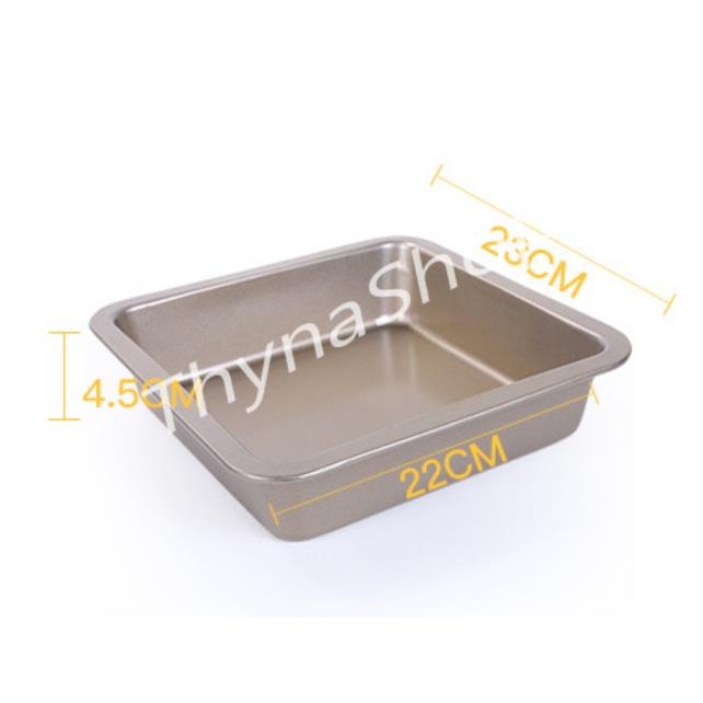 Khuôn Làm Bánh Vuông 9 Inch Chống Dính Cao Cấp Màu Đen Gold - Thyna Store