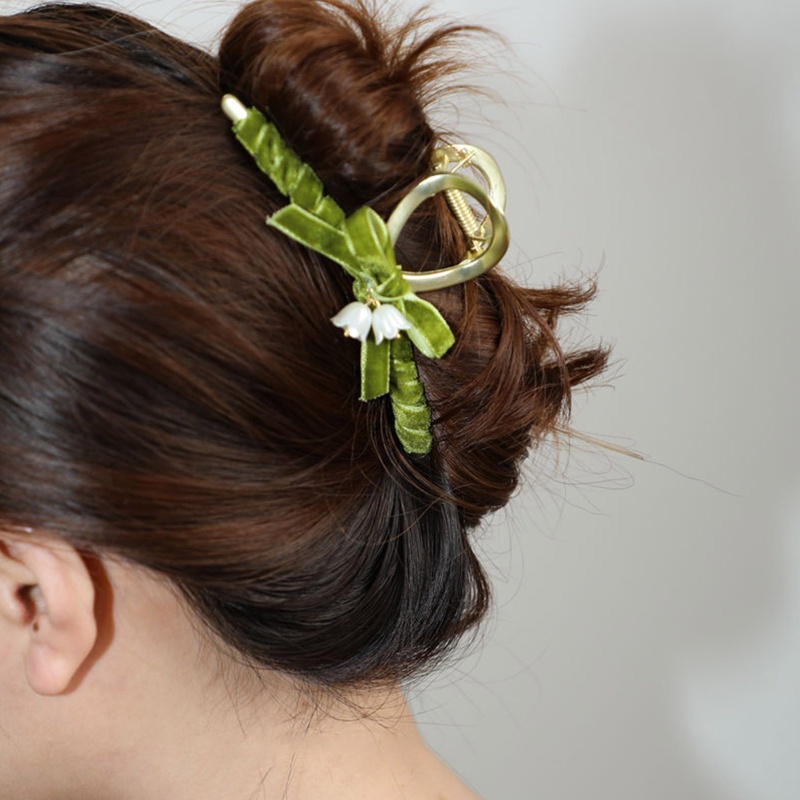Kẹp Tóc Càng Cua Đính Nơ Hoa Bằng Hợp Kim Tinh Tế Chống Trượt