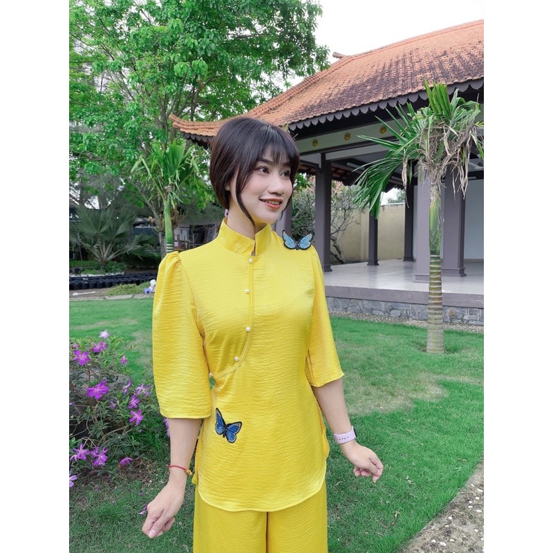 Áo Lam Đi Chùa # SẨM LỤA THÊU BƯỚM GIÁ RẺ VÔ ĐỊCH