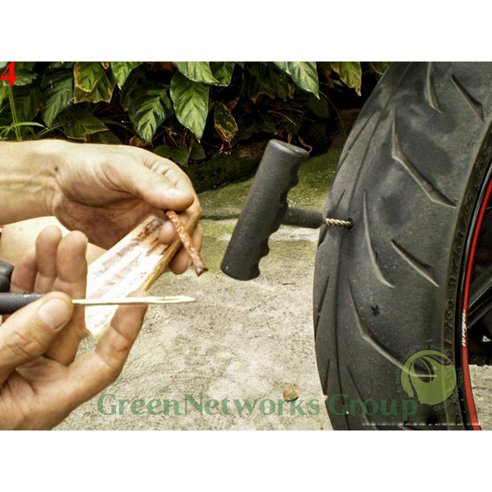Bộ dụng cụ vá lụi lốp xe không săm cho xe hơi xe máy Greennetworks