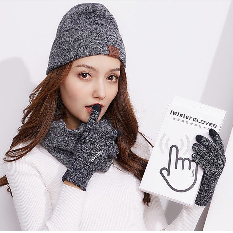 Combo 3 món bao tay nón khăn len cho Nam và Nữ