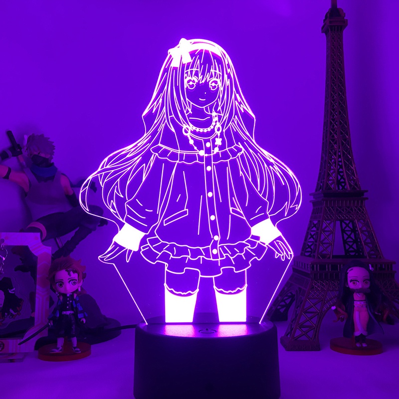 Đèn LED 3D cảm ứng điều khiển từ xa bằng acrylic hình nhân vật Anime Kurumi trang trí phòng ngủ tại gia